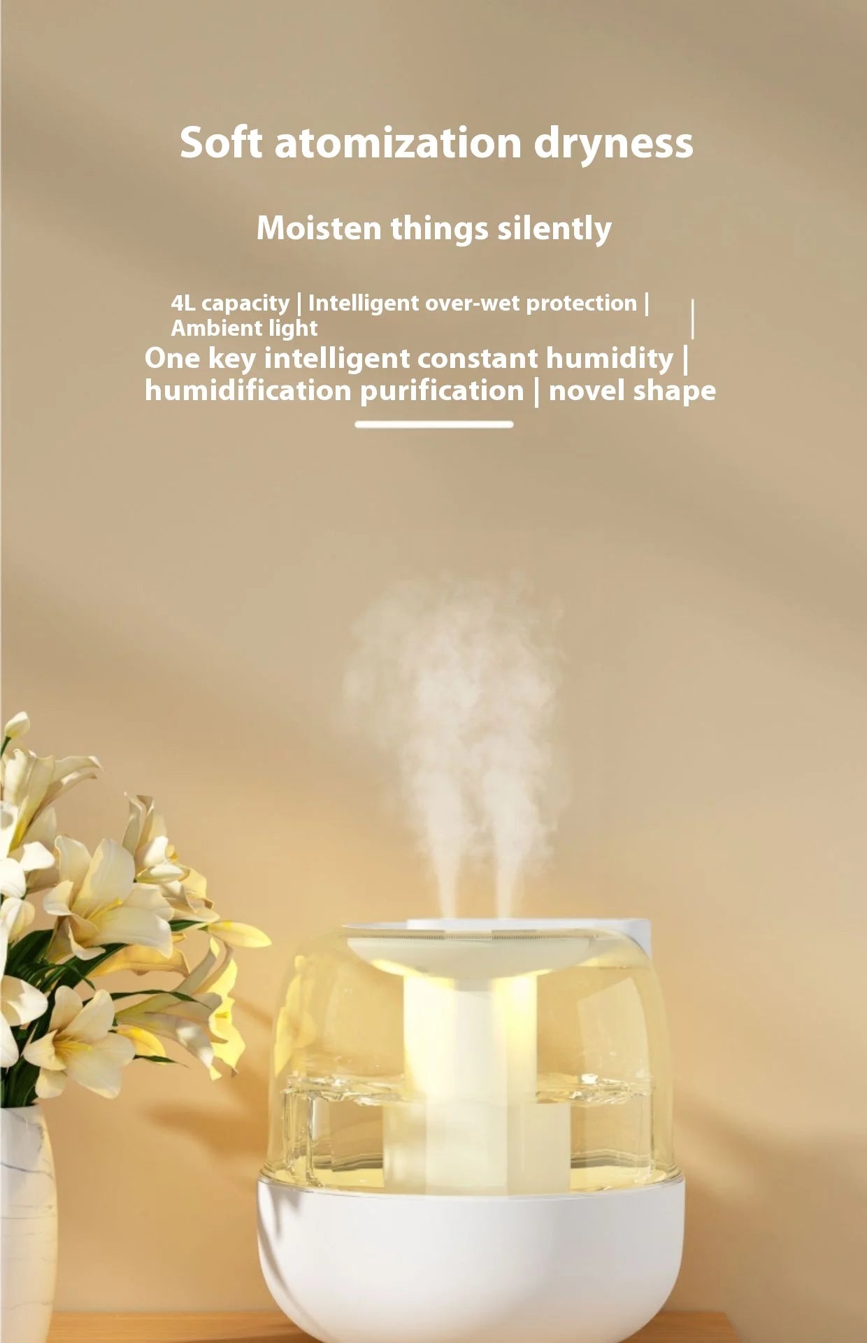 2.5L 4L Quiet Large Capacity Spray Humidifier Dual Nozzle Portable Mini Spray Humidifier Essential Oil Diffuser Air Humifier New tableandwalllamps