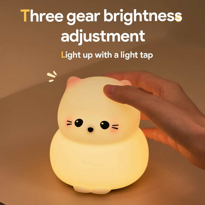 Cute Kitty Led Night Light Rechargeable Silicone Cat Table Lamp for Toddler Kids Room Bedroom Baby Nursery Lamp Birthday Gifts tableandwalllamps