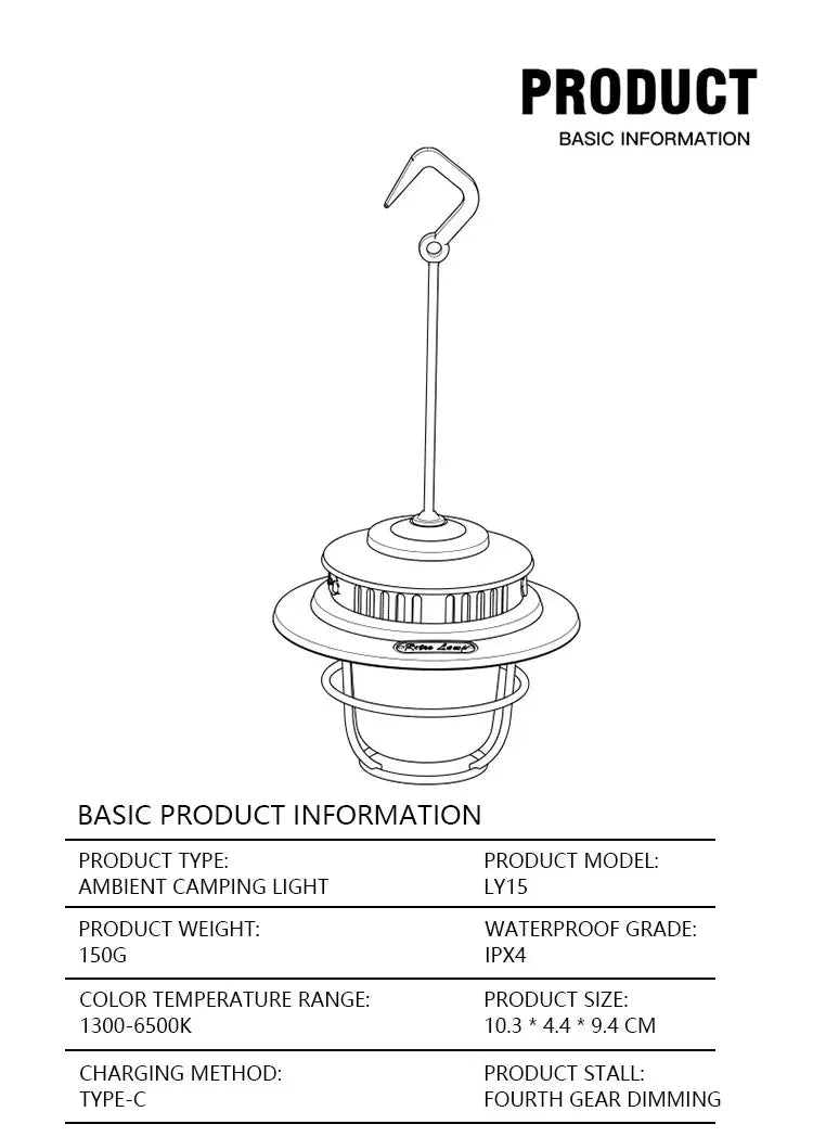 Retro Portable Camping Lantern Waterproof Emergency Light Stepless Dimmable Hanging Tent Lamp for Outdoor Hiking tableandwalllamps