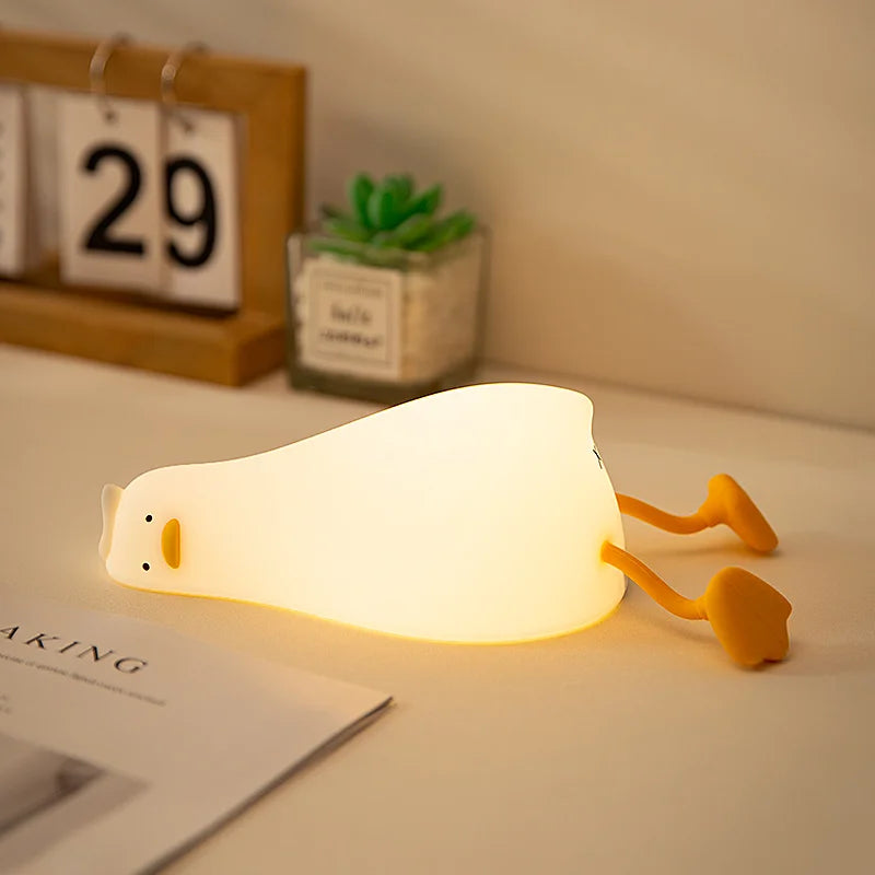 Funny Duck Rechargeable LED Night Light Silicone Lamp Bedside Cartoon Cute Children Nightlights for Home Room Decor Birthday Gif tableandwalllamps