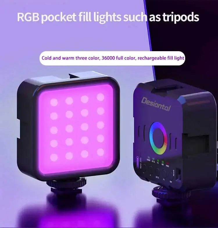 Mini RGB Hot Boot Fill Light Live Photography LED Portable Atmosphere Beauty Mobile Camera Pocket Adjustable tableandwalllamps