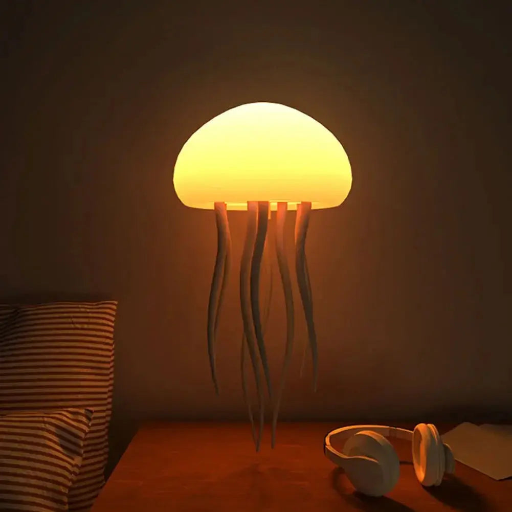 Cartoon Dancing Jellyfish Night Light RGB Gradient Cute Jellyfish Bedside Lamp Voice Control Type-C Charging LED Night Lamp tableandwalllamps