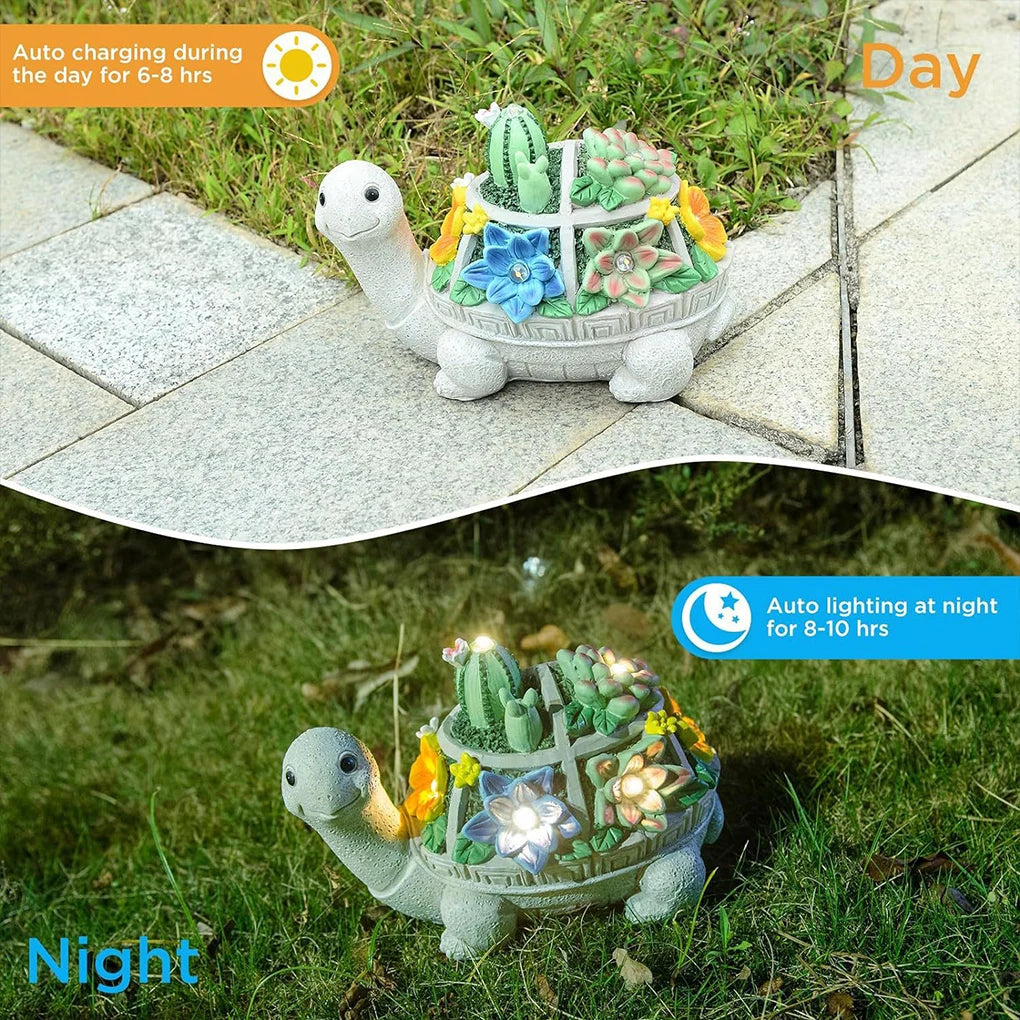 Handicrafts Turtle Garden Ornament With Solar Night Light Outdoor Decor Solar Night Light Ornaments tableandwalllamps