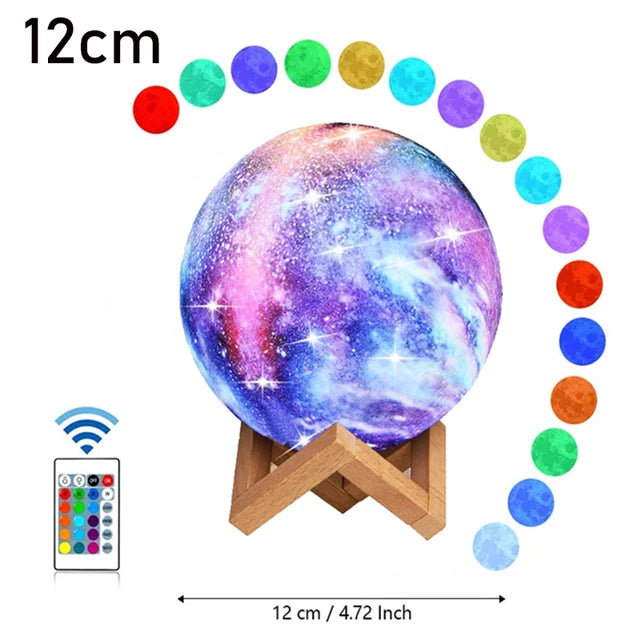 3D Printing Moon Galaxy Lamp Light 16 Color Change Touch And Remote Control Kids Night Light Bedroom Room Decor Home Gifts Lamp tableandwalllamps