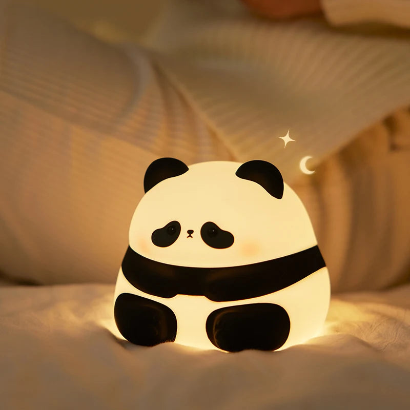 4Styles Panda LED Night Light Cute Silicone Lamp Baby Nursery Touch Sensor Nightlight Rechargeable with 3 Warm Light for Bedroom tableandwalllamps