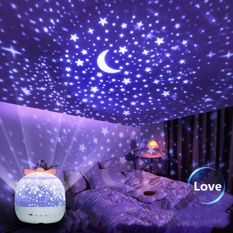 Starry Projector Night Light Rotating Sky Moon Lamp Galaxy Lamp Home Bedroom Decoration Starlight Christmas Lights for Kids Gift tableandwalllamps