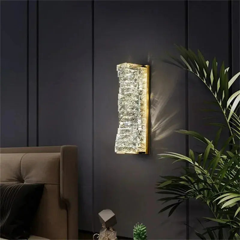 AIGESI Luxury Art Bedroom Crystal LED Bed Wall Lamp High-End Living Room Background Wall Lamp Personality Creative Aisle Light tableandwalllamps