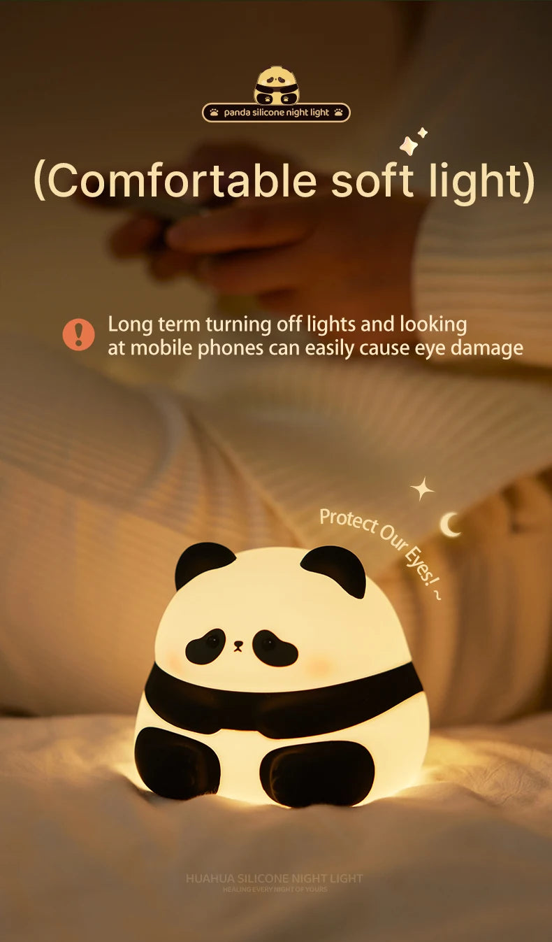 Panda Night Light, Touch Activated LED Desk Lamp, Cute Cartoon Baby Night Lamp for Kids Bedroom, Soft LED Nightlight for Kids tableandwalllamps