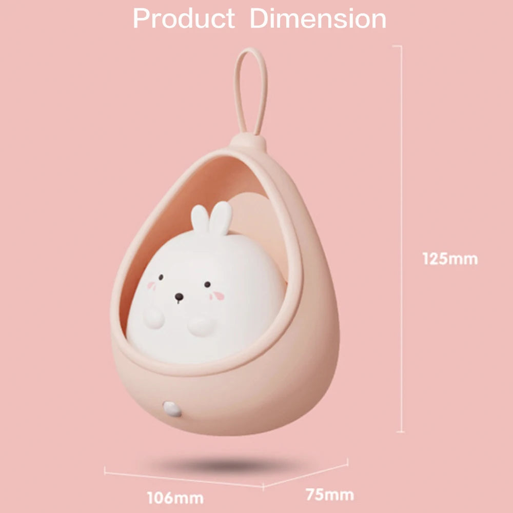 Kids Gift Portable USB Rechargeable Warm White Cute Little Rabbit Cat Motion Sensor LED Wall Night Lamp Light with Hanging Rope tableandwalllamps