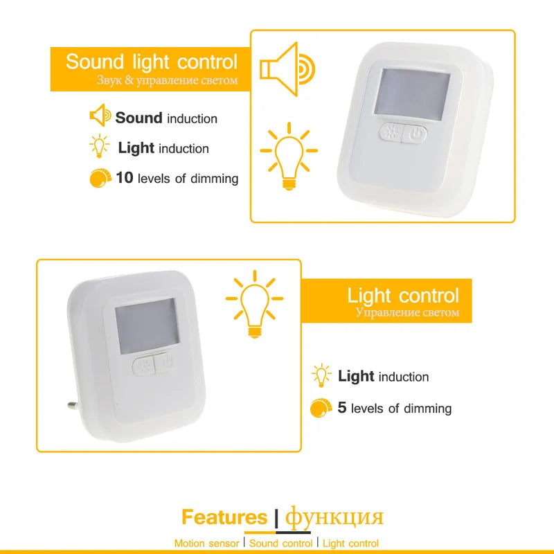 Led smart Night Light Motion Sound Sensor Night Light  brightness adjustment night light Bedroom Lamp Staircase Decorative Lamps tableandwalllamps