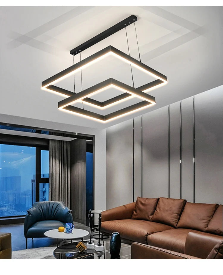 New modern Ceiling chandelier living room concise pendent lamp  dining room square Nordic lamps led Ceiling living room lights