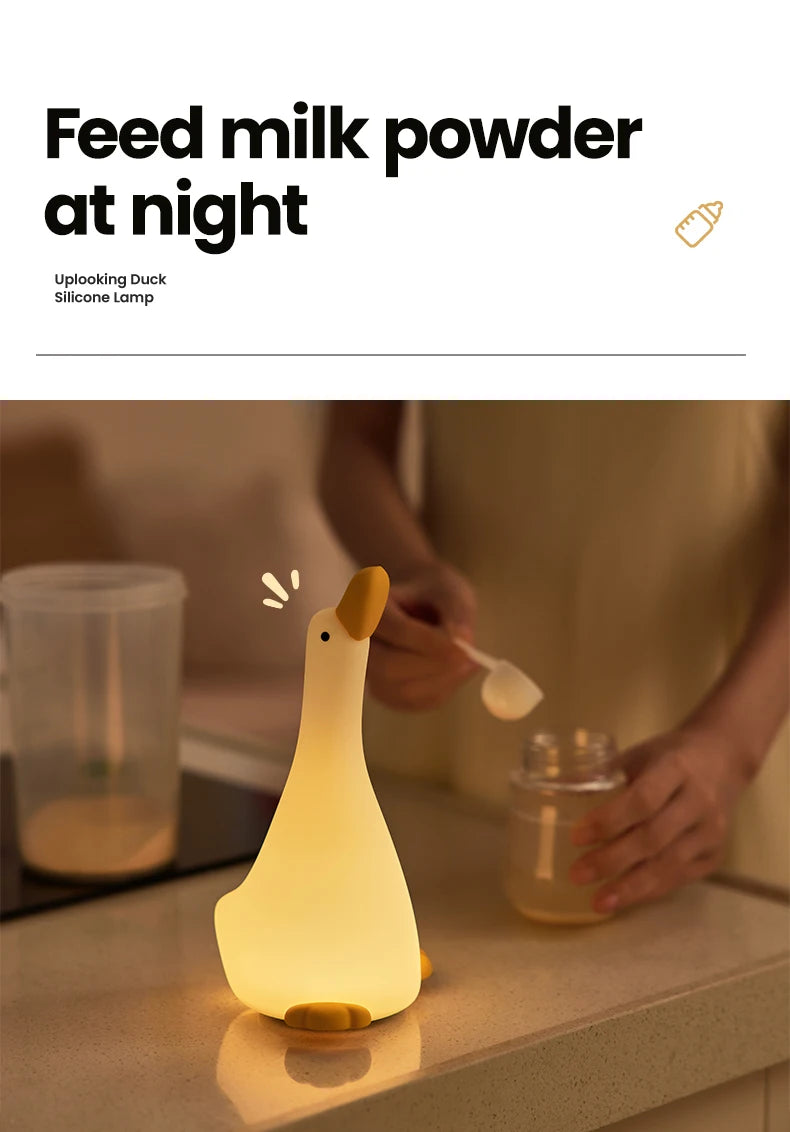 Funny Duck Rechargeable LED Night Light Silicone Lamp Bedside Cartoon Cute Children Nightlights for Home Room Decor Birthday Gif tableandwalllamps