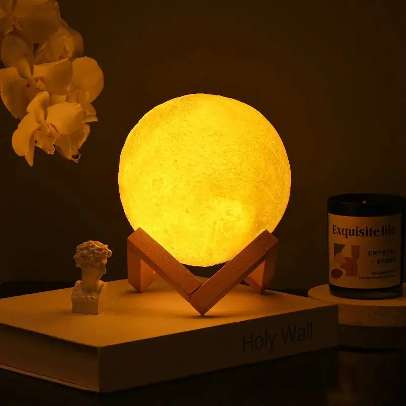 8 cm DIY Planet Lamp Moon Galaxy Night Light Art Painting Graffiti Birthday Gift Bedroom Living Room Decoration (With Stand) tableandwalllamps