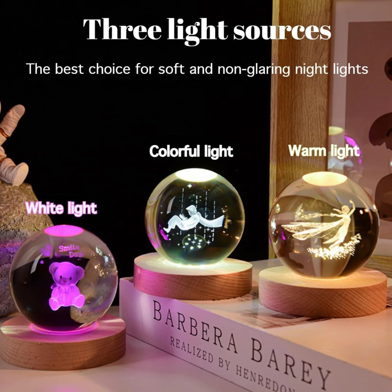 Custom Snow Globe Night Light, Personalized 2D Crystal Ball, Wedding, Couple Keepsake Lamp tableandwalllamps