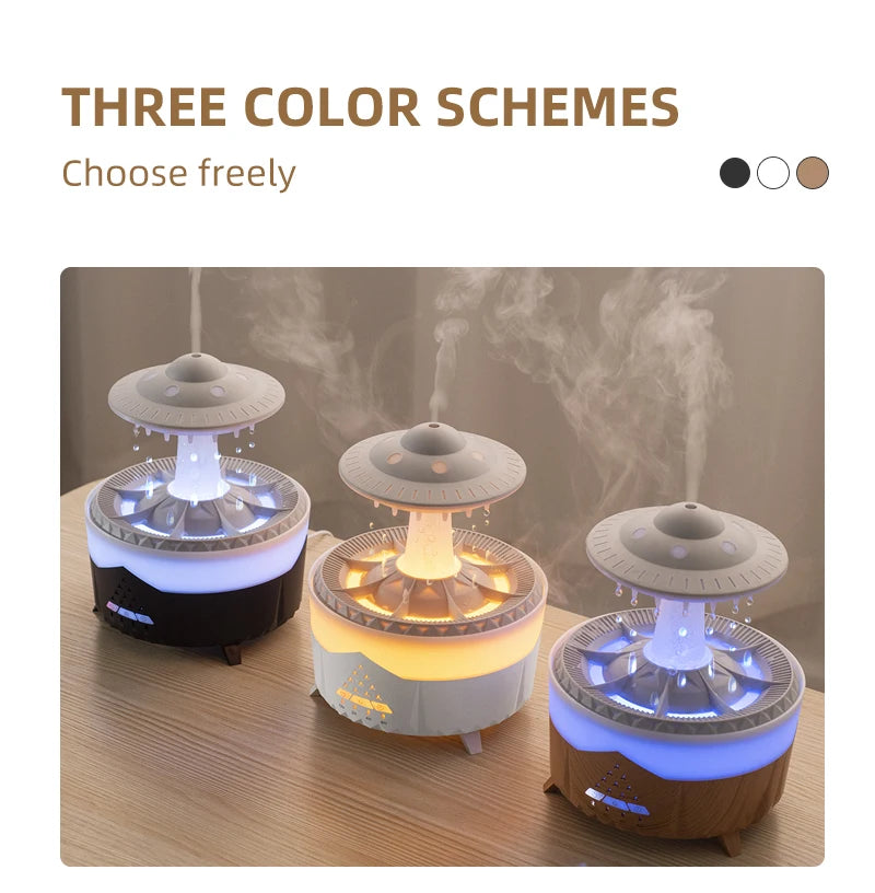 350ml Aroma Air Humidifier Mini Usb Remote Control Raindrop Colorful Light Aromatherapy Room Rain Cloud Aroma Oil  Diffuser tableandwalllamps