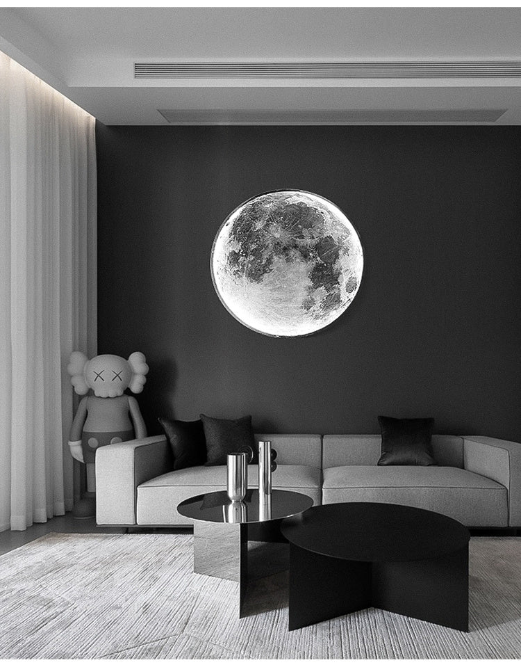 Nordic Art Design LED Moon Wall Lamp Bedroom Bedside Living Room Background  Lights Corridor Mural Courtyard Lighting Decor tableandwalllamps