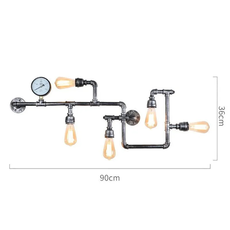 European Retro Wall Lamp Industrial Style Restaurant Bar Entrance Personalized Iron Art Water Pipe Decoration Lighting Fixtures tableandwalllamps