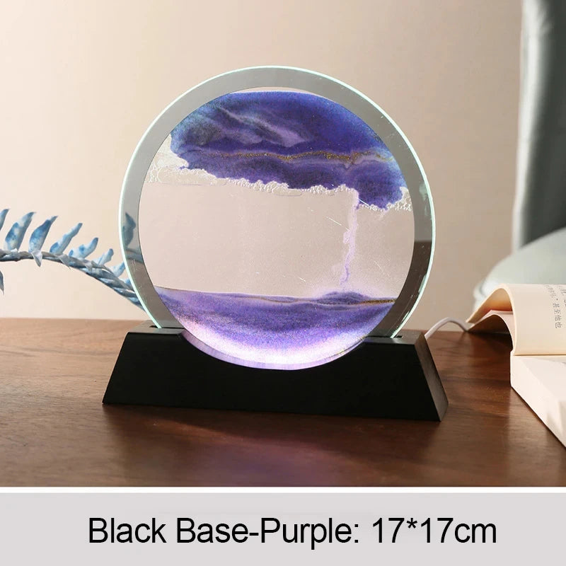 Moving Sand Art with Lighting LED Quicksand Night Light 3D Hourglass Table Lamp Bedside Lamps Sand Painting Home Decor Gifts tableandwalllamps