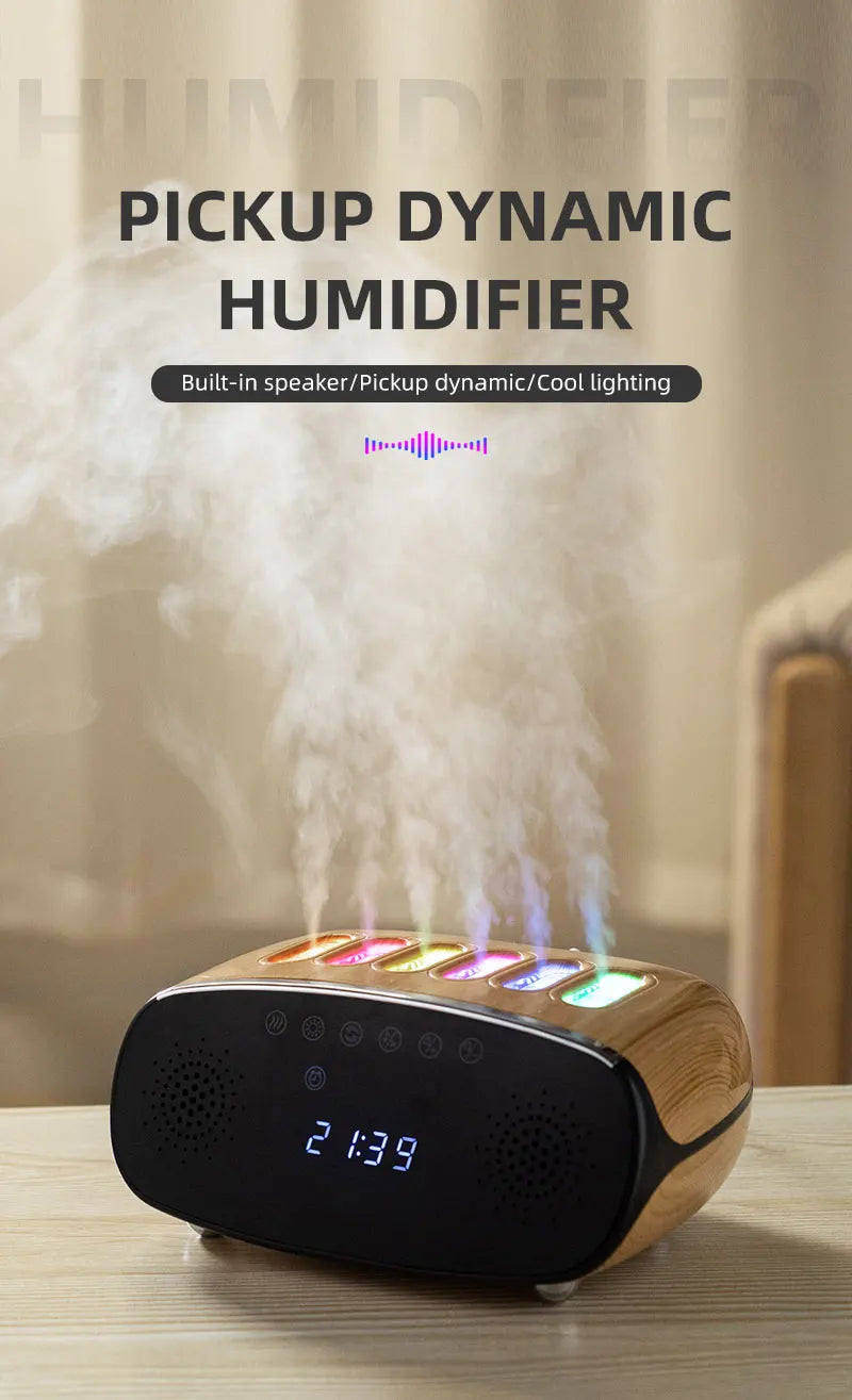 Essential Oil Diffuser, Aroma Diffuser with Bluetooth Speaker Alarm Clock - 500ml Cool Mist Humidifier with for Large Room Home tableandwalllamps