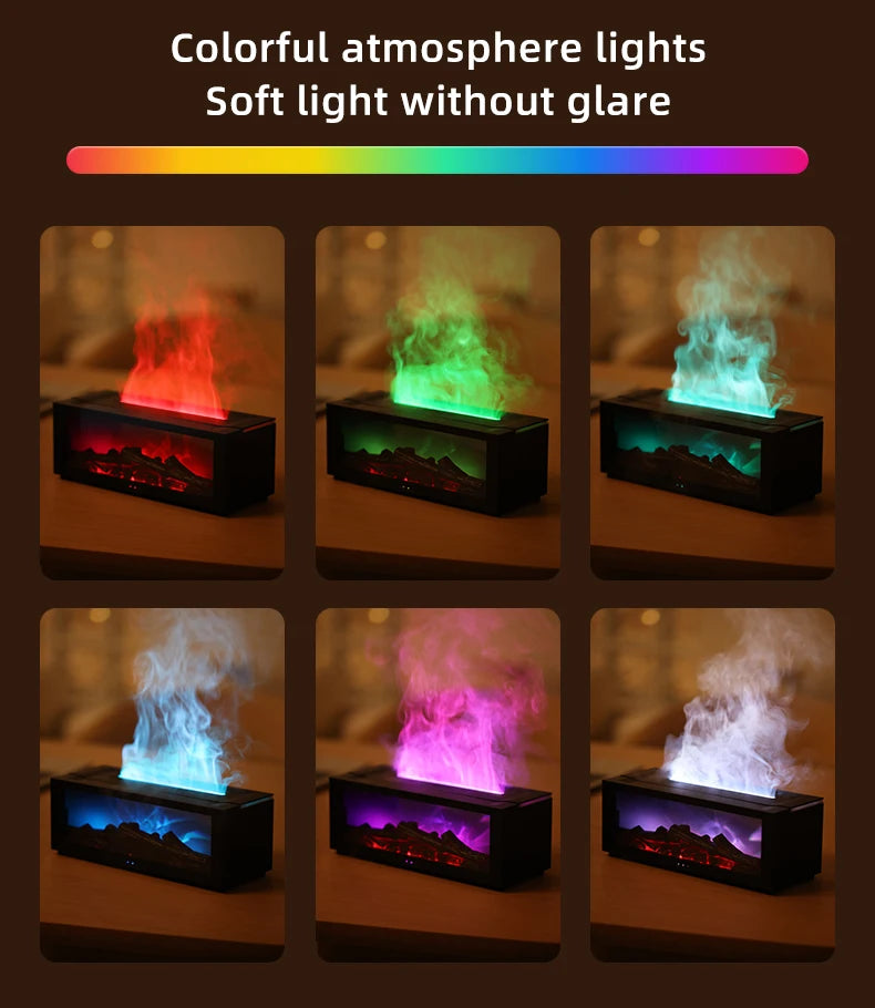 2024 New Creative Fireplace Aroma Diffuser 150ml Colorful Flame Air Humidifier with Remote and Waterless Auto Off for Home Room tableandwalllamps