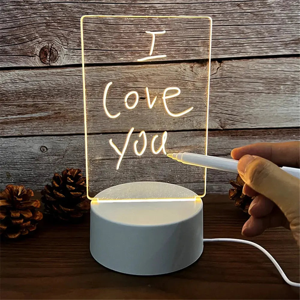 Note Board Creative Led Night Light USB Message Board Holiday Light With Pen Gift For Children Girlfriend Decoration Night Lamp tableandwalllamps