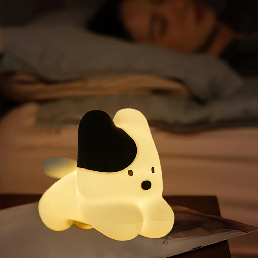 Silicone Cat Dog Night Light USB Rechargeable Nursery Sleeping Lamp Kawaii Bear Cordless Night Lights For Kids Room Decor tableandwalllamps