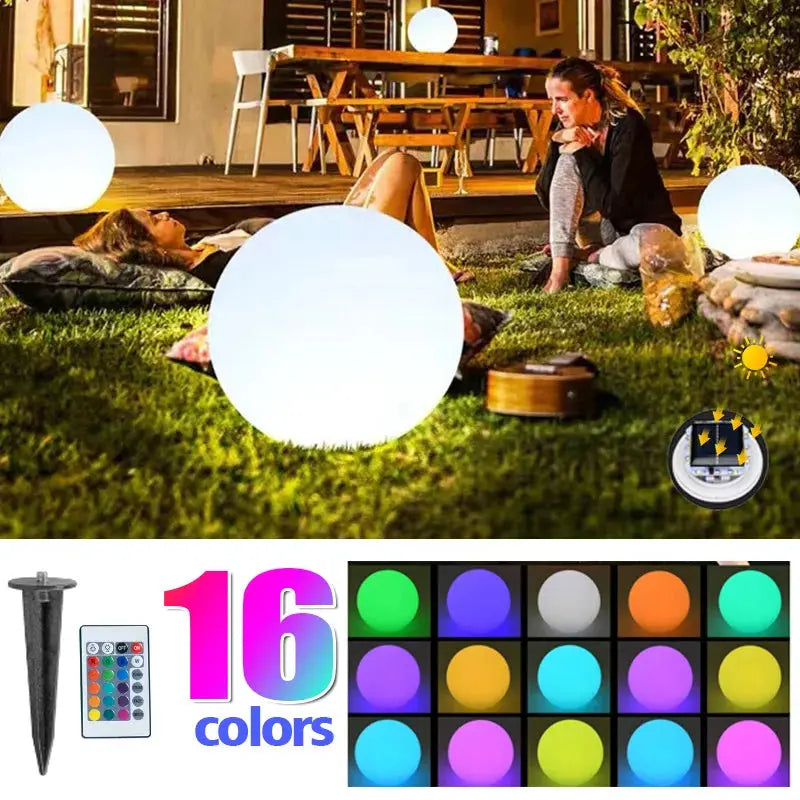 Outdoor Solar LED Ground Ball Lights Remote Control  16 Colors Floor Street Lawn Lamp Wedding Party Holiday Home Decor Lamp tableandwalllamps