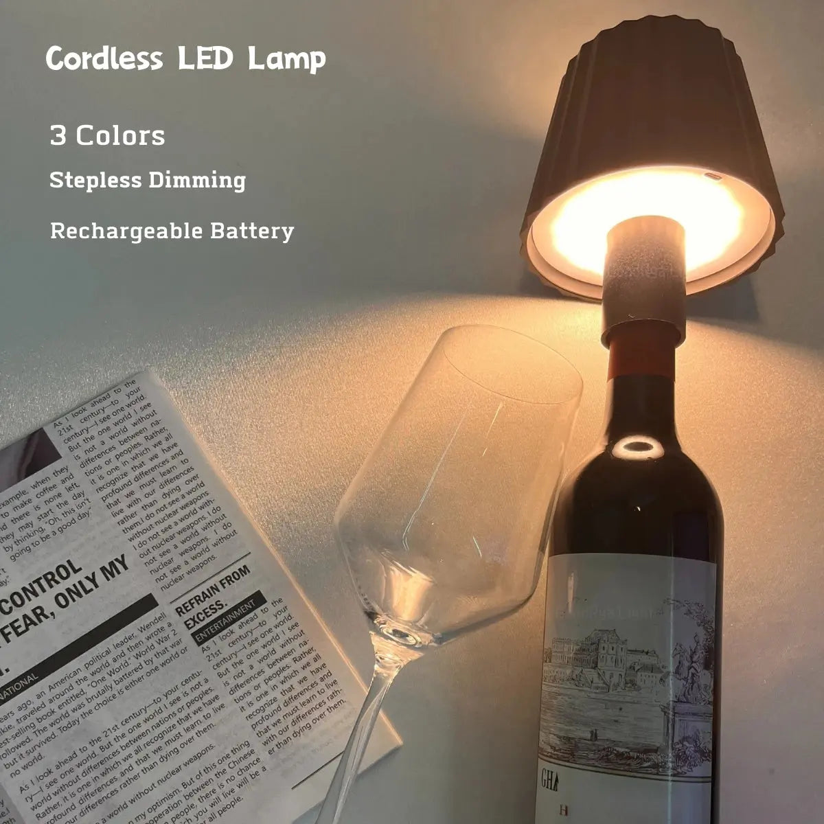 Bedroom Lamp USB Rechargeable LED Touch Light Lighting 3colors Wireless Wine Bottle Night Light For Bar Restaurant Table Lamp tableandwalllamps