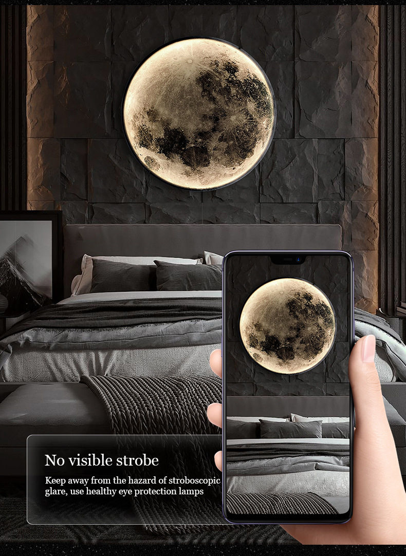 Nordic Art Design LED Moon Wall Lamp Bedroom Bedside Living Room Background  Lights Corridor Mural Courtyard Lighting Decor tableandwalllamps