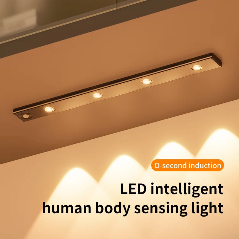 Human body sensing LED light Intelligent wireless charging light Self-adhesive kitchen wardrobe wine cabinet free installation tableandwalllamps