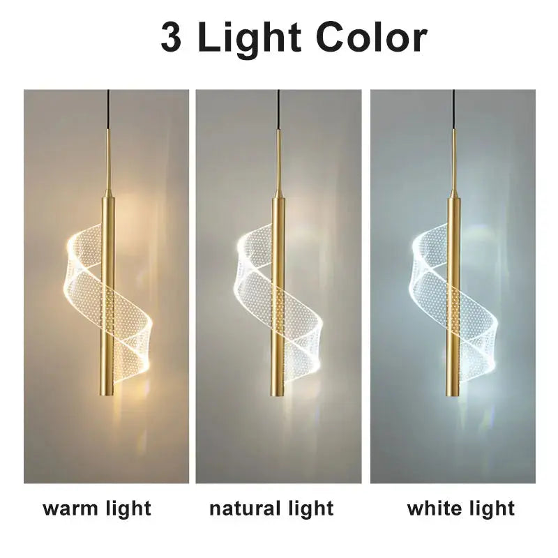 Nordic Spiral LED Pendant Lights Bedside Hanging Lamp Indoor Lighting Bedroom Living Room Home Decoration Modern Acrylic Light tableandwalllamps