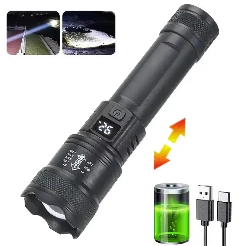 1600000 LM Super Bright Flashlight USB Rechargeable LED Long Range Tactical Torch Outdoor Waterproof Camping Fishing Lantern tableandwalllamps