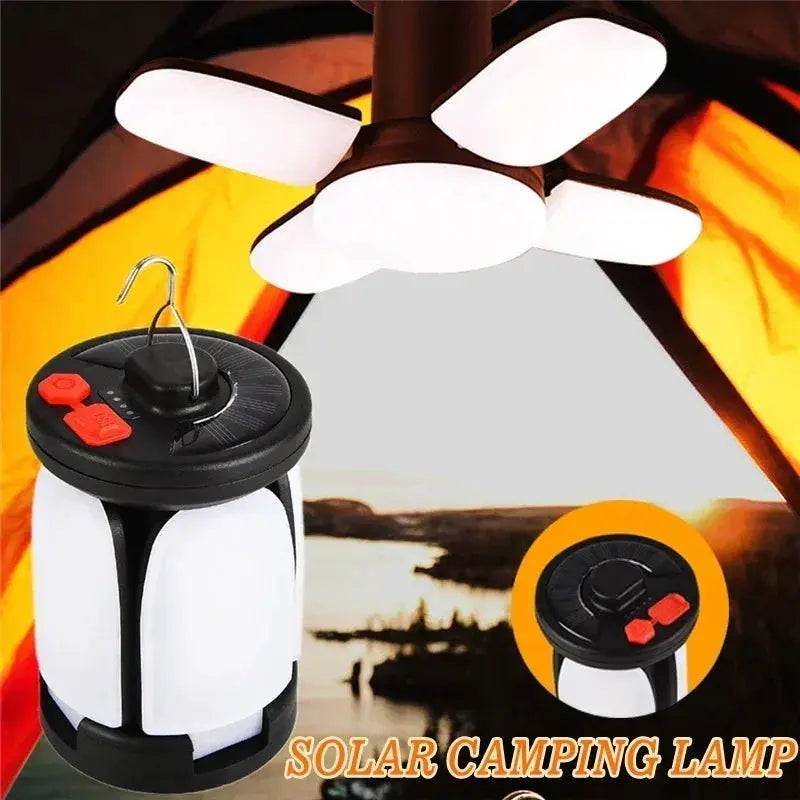 High Power Solar LED Camping Lantern Rechargeable 4500mAh 1000LM Emergency Power Bank Foldable 6 Light Modes for Camping Fishing tableandwalllamps