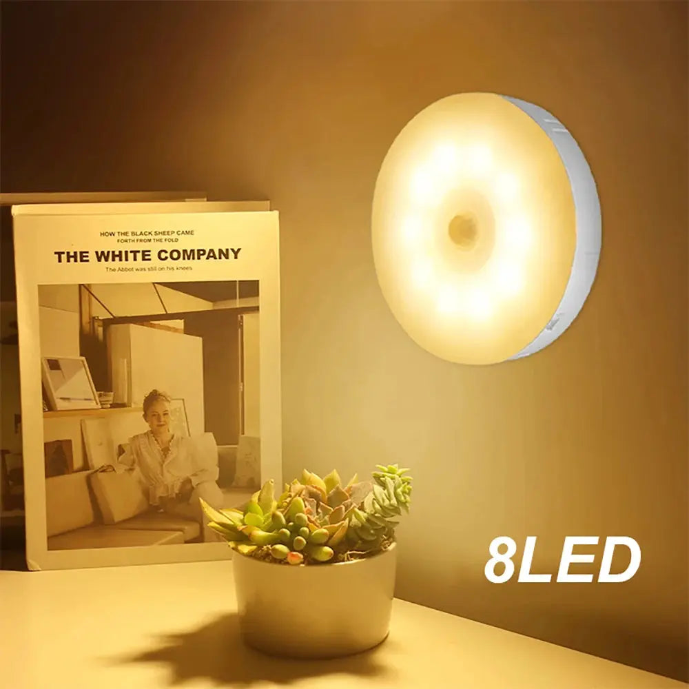 Round Night Light USB Rechargeable Wireless Cabinet Light Motion Sensor LED Closet Light Kitchen Hallway Wardrobe Lamp tableandwalllamps