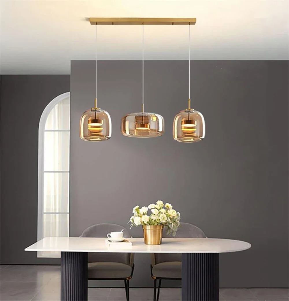 Modern Glass Led Pendant Light Nordic Suspension Dining Room Chandelier For Restaurant Kitchen Bedroom Bedside Hanging Lamp