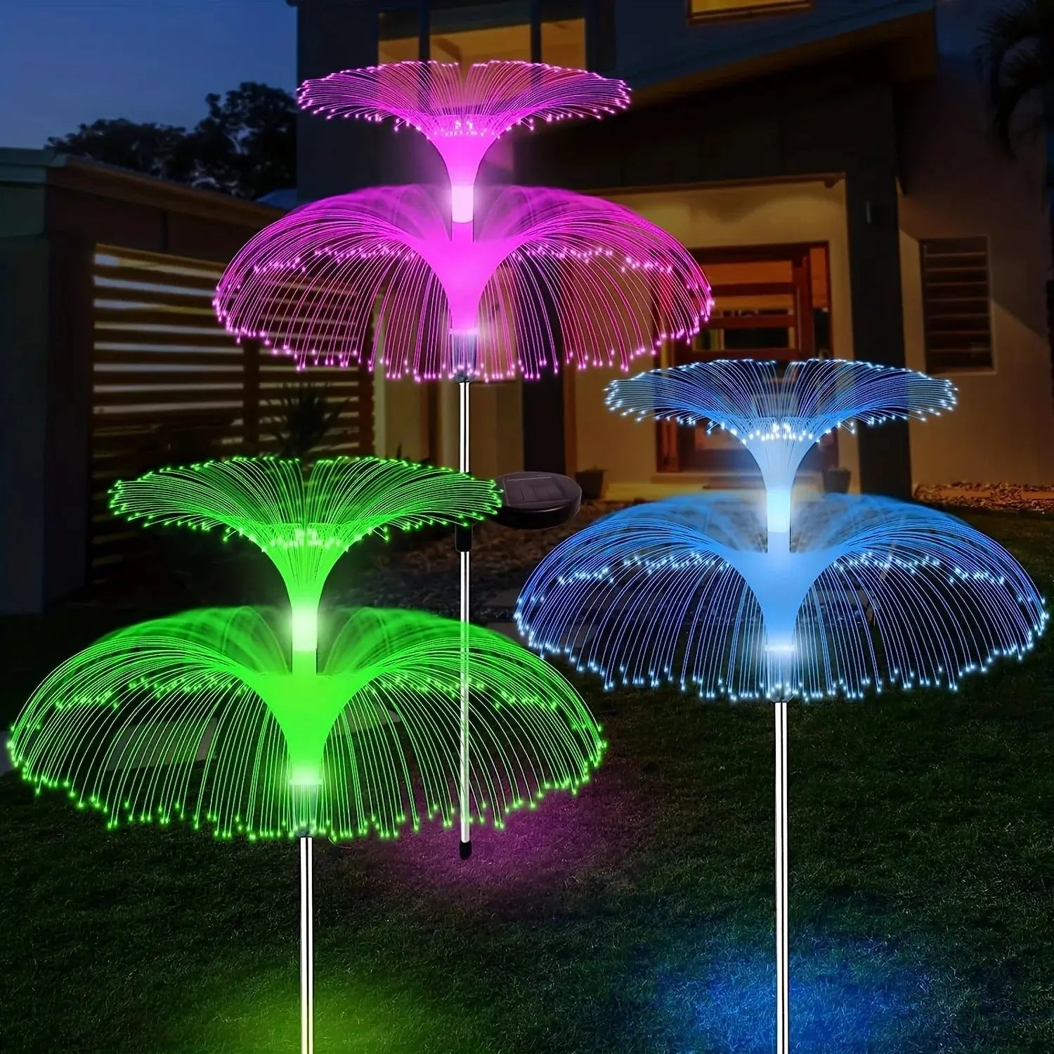 1PC Outdoor Solar Garden Lights 7 Colors Variable Solar Stake Jellyfish Reed Lights Solar Outdoor Color Changing Lights tableandwalllamps