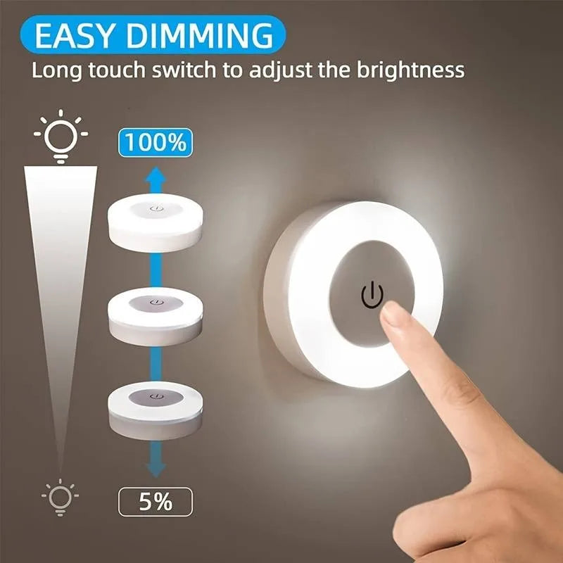 Dimming Touch LED Night Light USB Rechargeable Night Lamp Dedroom Kitchen Cabinet Wardrobe Lamp Staircase Wireless Closet Light tableandwalllamps