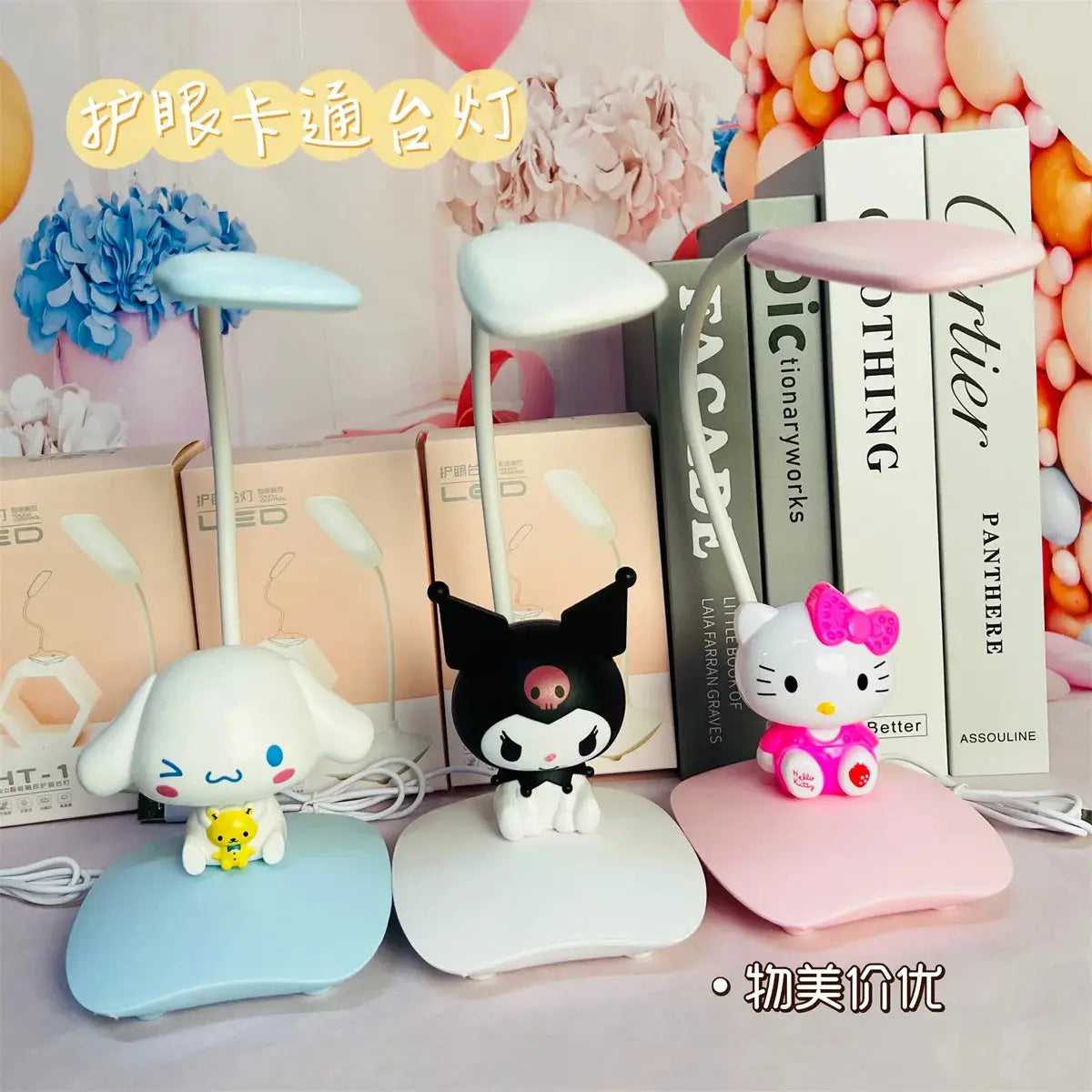 Sanrio Hellokitty Usb Night Light My Melody Kawaii Cartoon Bedroom Table Lamp Learning Eye Protection Lamp Ornament Cute Gift tableandwalllamps