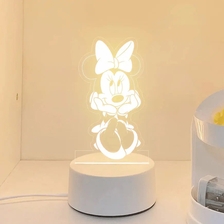 Disney Cartoon Mickey Minnie Mouse Ligthing Cute Ornament Night Light Bedroom Simple Led Lamp Creative Kids Gift tableandwalllamps