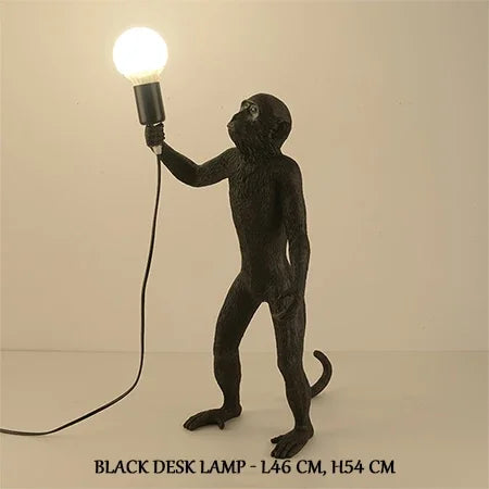 SANDYHA Nordic Resin Table Light Black White Monkey Led Desk Lamp for Bedside Children's Room Study Coffee Shop Decor Wall Lamps tableandwalllamps