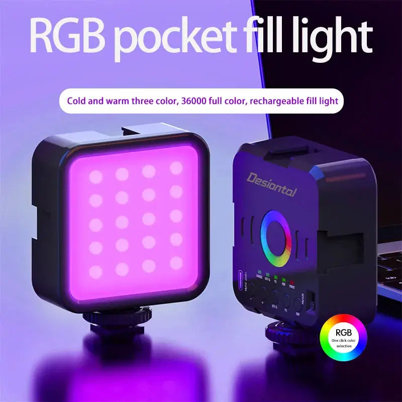 Mini RGB Hot Boot Fill Light Live Photography LED Portable Atmosphere Beauty Mobile Camera Pocket Adjustable tableandwalllamps