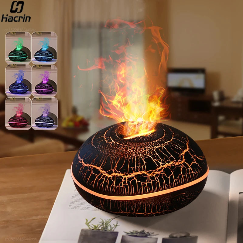 Flame Humidifier Aroma Diffuser Essential Oil Diffuser Fire Humidifier for Home Aromatherapy Fragrance Diffuser with Night Lamp tableandwalllamps