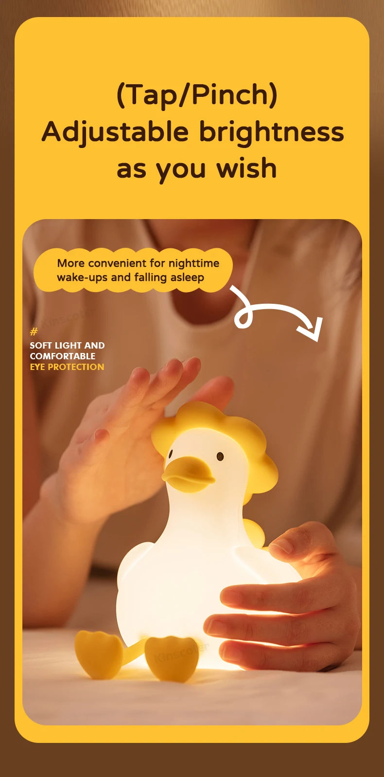 Cute Duck Night Light Bedside Desk Pat Touch Silicone Night Lamp Dimmable Baby Kids Room Decor Ambient Lighting Birthday Gifts tableandwalllamps