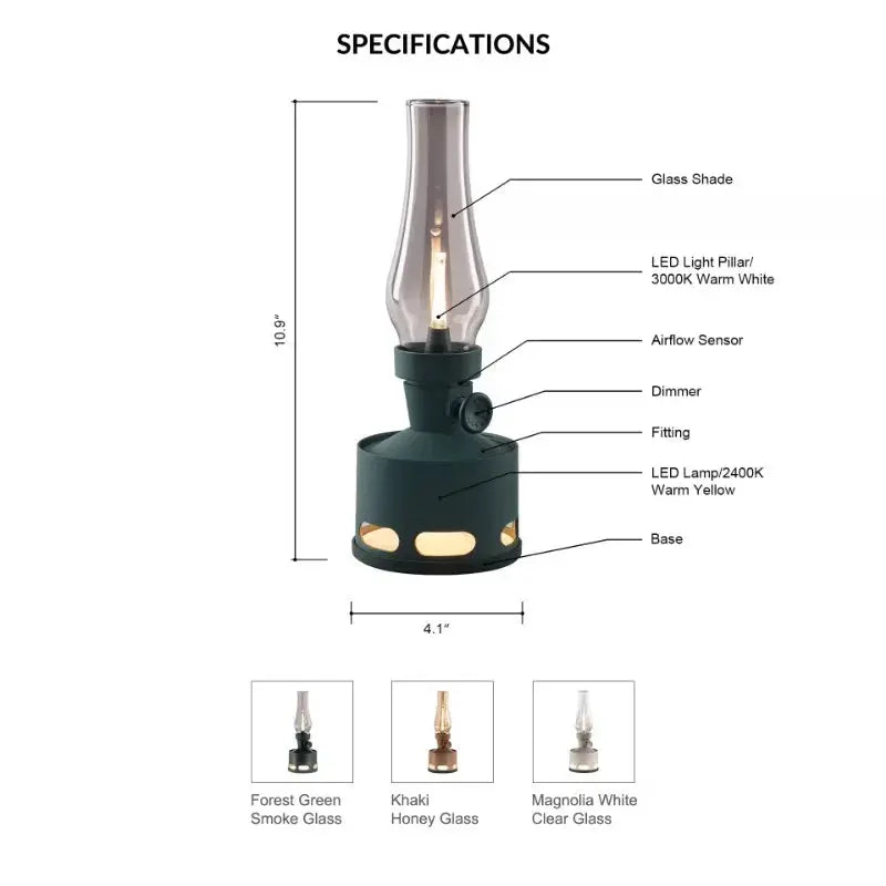 Wireless Indoor Outdoor Kerosene 4000mAh Rechargeable Battery Night Light USB Dimmable Glass Shade LED restaurant Table Lamp tableandwalllamps