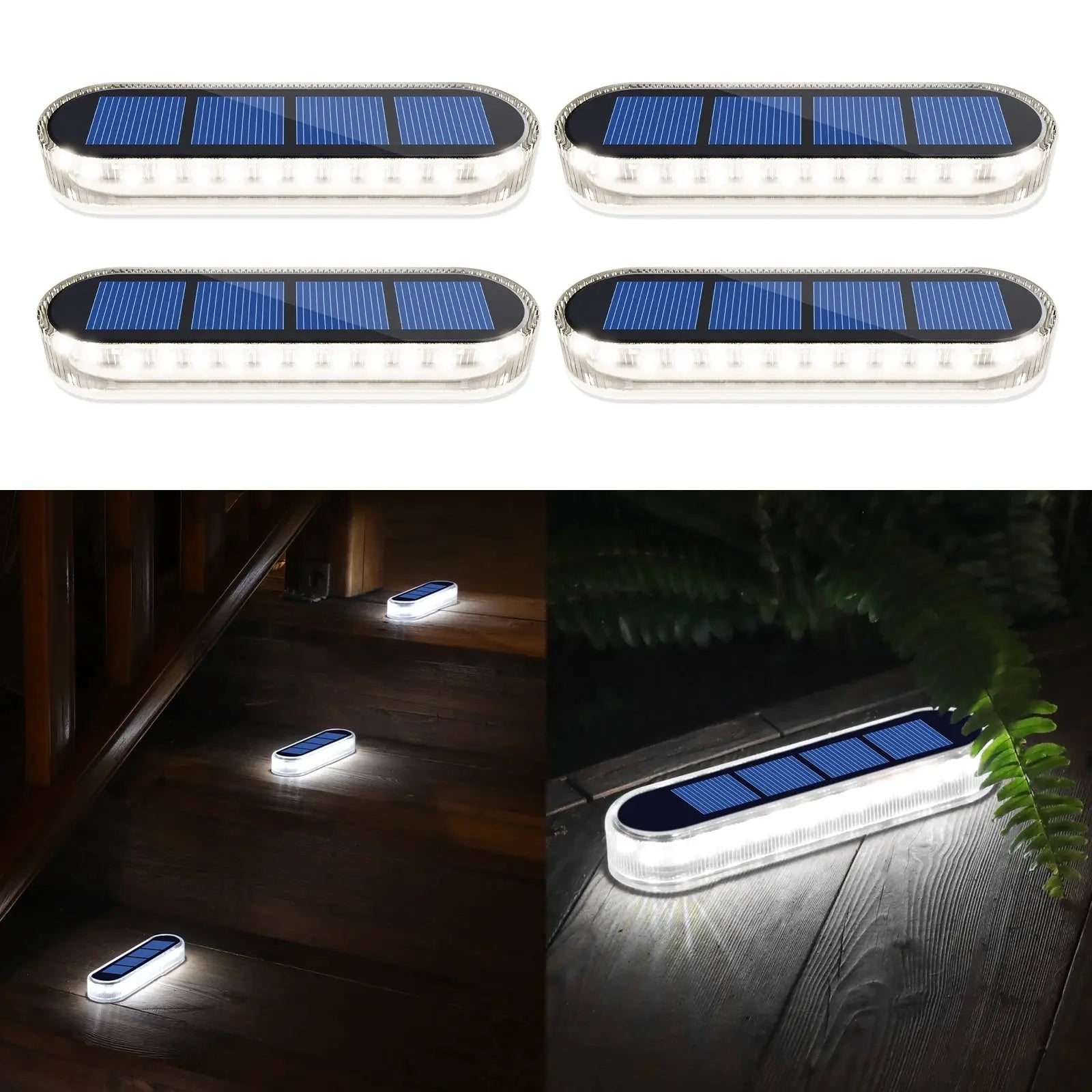 Solar Deck Lights 4 Pack Outdoor Step Lights Waterproof IP68 Led Solar Garden Lights for Railing Stairs Fence Yard Patio Pathway tableandwalllamps