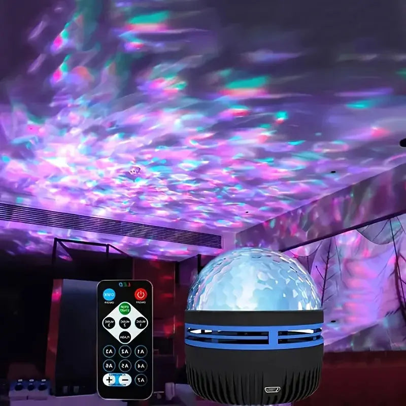 LED Starry Galaxy Projector Light RGB Smart Remote Control Star Aurora Lamp KTV USB Powered Auto Rotating for Home Bedroom Decor tableandwalllamps