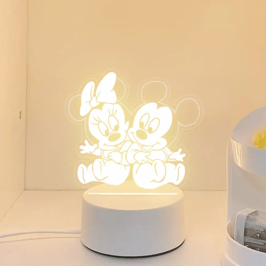 Disney Cartoon Mickey Minnie Mouse Ligthing Cute Ornament Night Light Bedroom Simple Led Lamp Creative Kids Gift tableandwalllamps