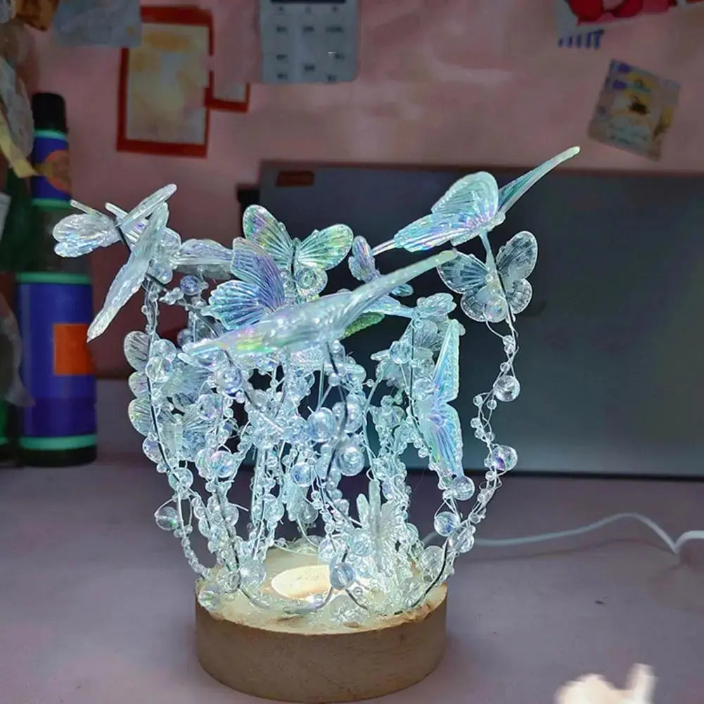 DIY Butterfly Night Light Set Handmade LED Light-up Butterfly Table Lamp for Bedroom Decor Women And Girls Birthday Gift tableandwalllamps