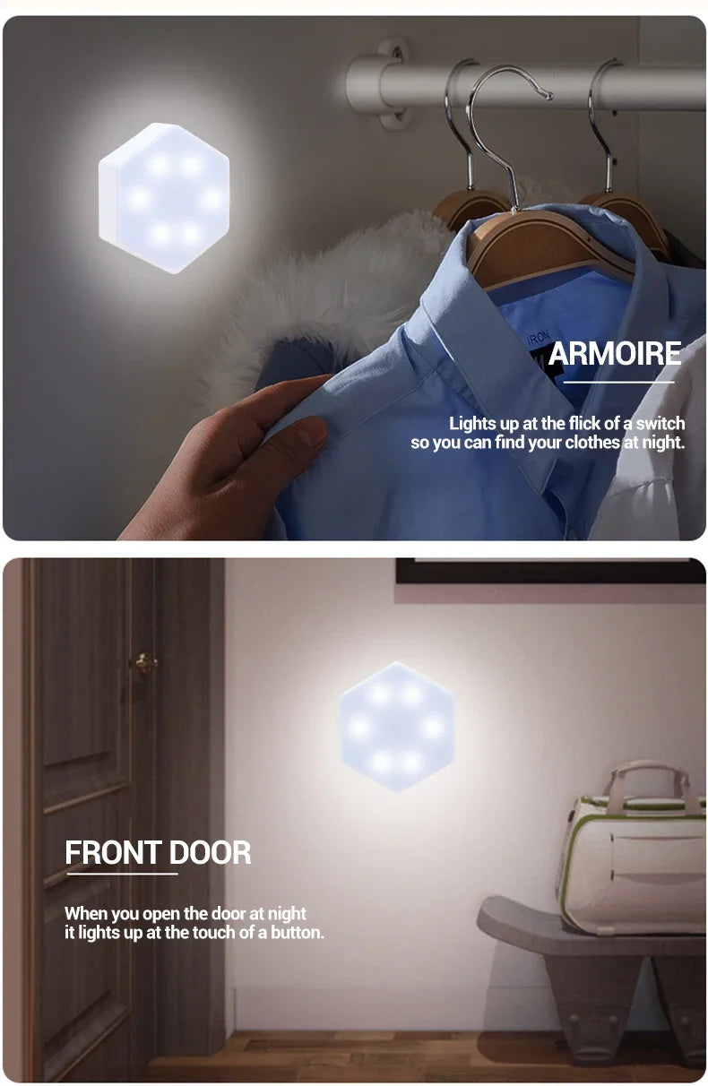 6pcs Touch Control Hexagonal LED Wall Light,Honeycomb Lights, Touch Sensitive Wall Lights, Night Lights, Honeycomb Lights tableandwalllamps