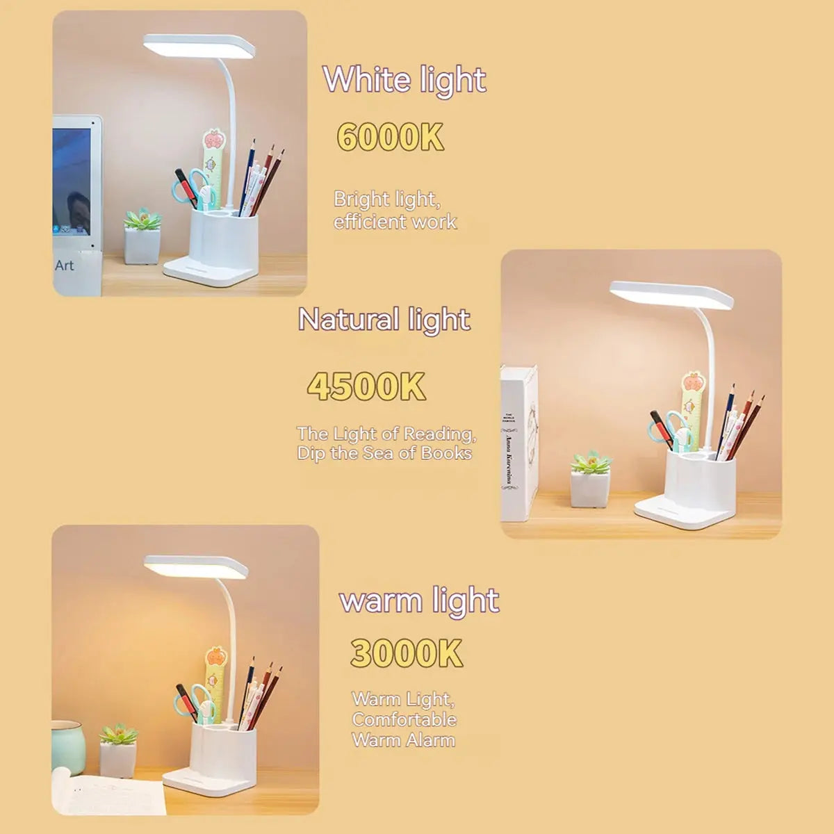 USB Rechargeable Table Lamp Learning Dormitory Bedroom Bedside LED Night Light Eye Protection 3 Levels Dimmable Touch Desk Lamp tableandwalllamps